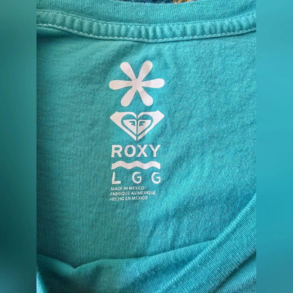 Roxy Girls Size LG‎ Teal Graphic T-Shirt
